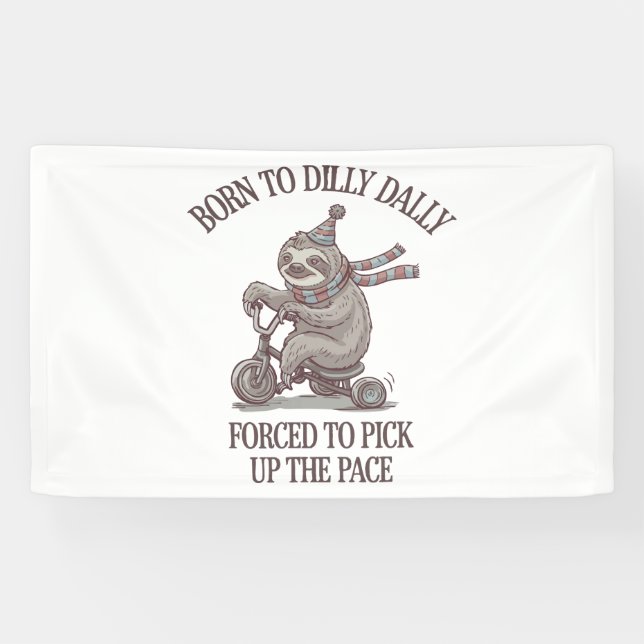 Lona Personalizado de motocicletas Lazy Sloth Retro (Horizontal)