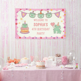 Lona Personalizado de rana Kawaii Cumpleaños