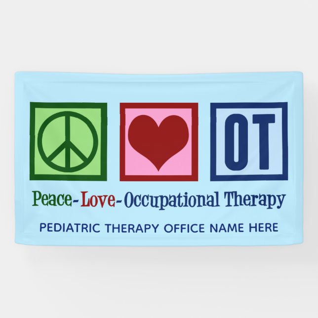 Lona Personalizado de Terapia Ocupacional de Paz Amor (Horizontal)