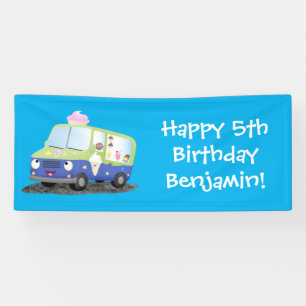 Lona Personalizado de un camión de helados alegre