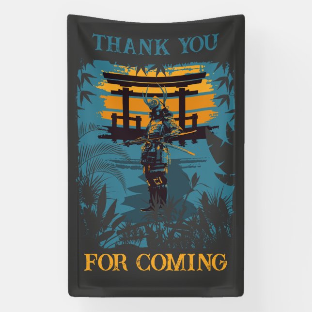 Lona Personalizado del partido de cumpleaños de Samurai (Vertical)