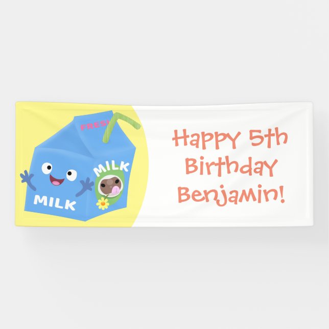 Lona Personalizado del personaje de la caja de leche fe (Horizontal)