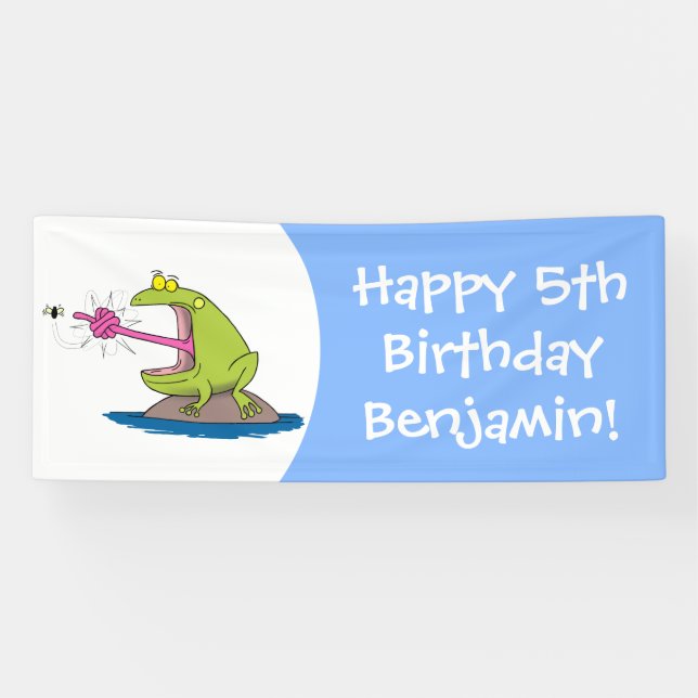 Lona Personalizado divertida de rana y mosca (Horizontal)