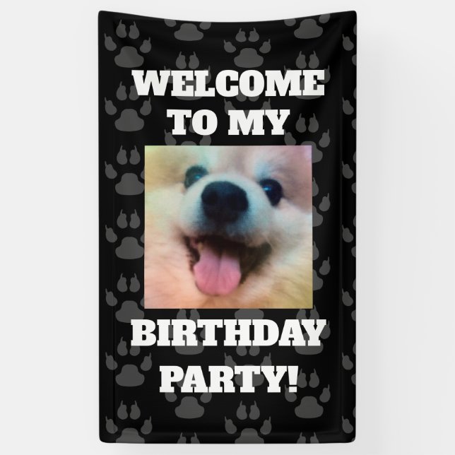 Lona Personalizado Dog Photo Birthday Party (Vertical)