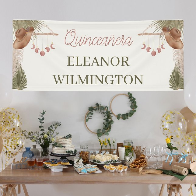 Lona Personalizado el Oeste de Quinceanara Boho Pampas  (Subido por el creador)