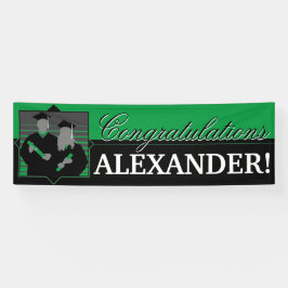 Lona Personalizado Enhorabuena banner verde de graduaci