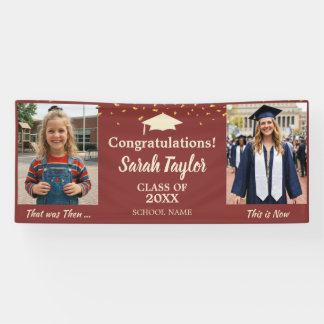 Lona Personalizado Entonces y Ahora 2 Foto Graduación B