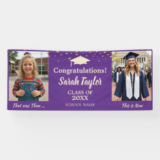 Lona Personalizado Entonces y Ahora 2 Fotos Graduación 