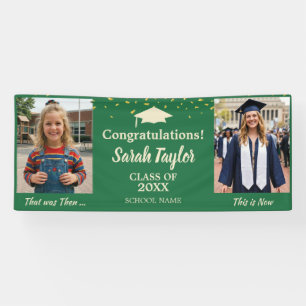 Lona Personalizado Entonces y Ahora 2 Fotos Graduación