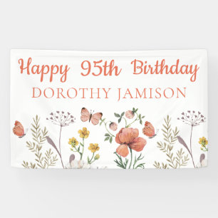 Lona Personalizado Felices 100 años Flores salvajes