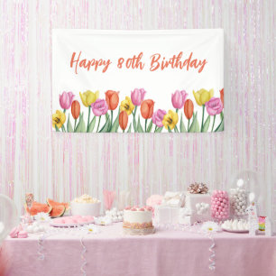 Lona Personalizado Feliz 80 cumpleaños Pastel Spring Tu