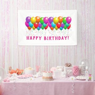 Lona Personalizado Feliz cumpleaños con globos