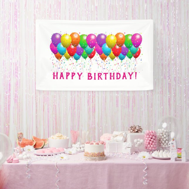 Lona Personalizado Feliz cumpleaños con globos (Fiesta)