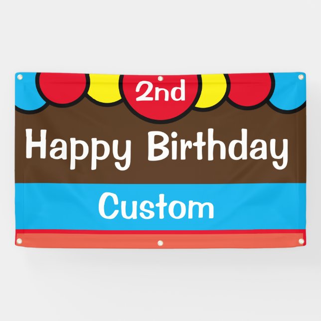 Lona Personalizado Feliz segundo cumpleaños (Horizontal)