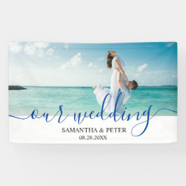 Lona Personalizado Foto Modern Beach Wedding Guest Book