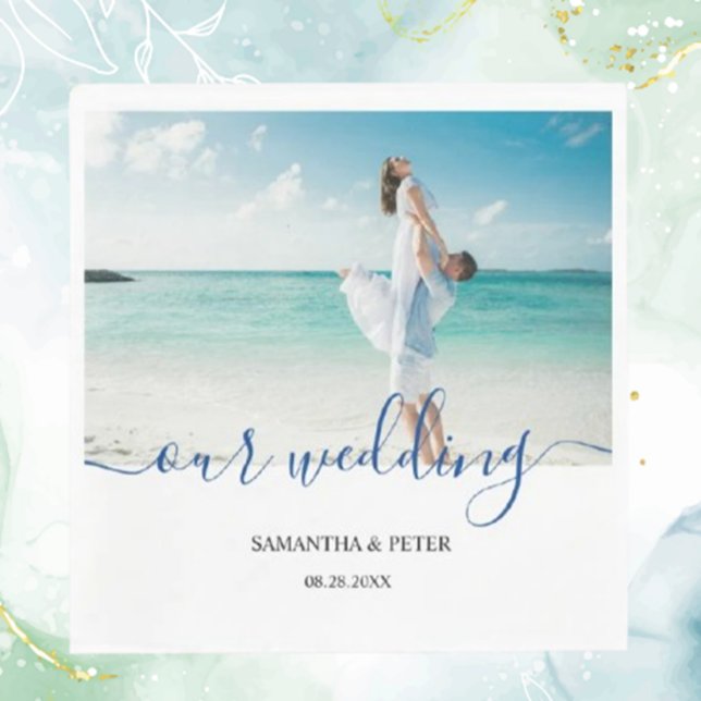 Lona Personalizado Foto Modern Beach Wedding Guest Book (Celebrate your special day with a custom photo modern beach wedding banner.  )
