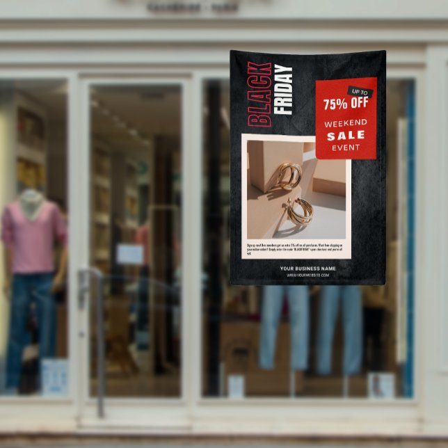 Lona Personalizado Foto Porcentaje De La Venta Del Vier (Custom Photo Percentage Off Black Friday Sale Banner)