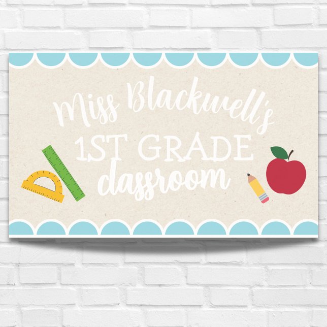 Lona Personalizado Hand Escrito Profesor Nombre Clase S (Decorate your classroom with this custom, create your own teacher banner! )