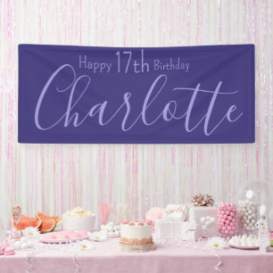 Lona Personalizado Morado Moda Moderna Feliz 17 cumplea