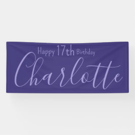 Lona Personalizado Morado Moda Moderna Feliz 17 cumplea