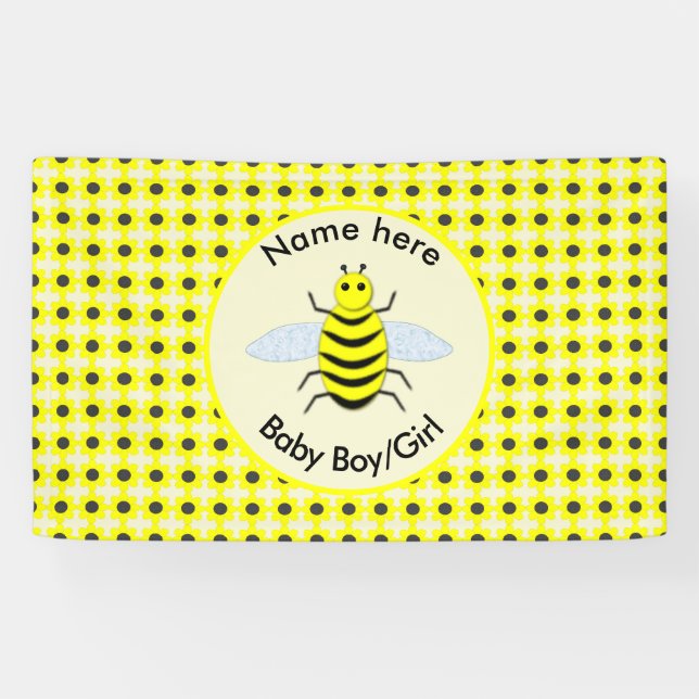 Lona Personalizado Neutral de Abeja Amarilla Cute Géner (Horizontal)