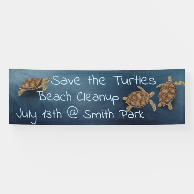 Lona Personalizado oceánica de la tortuga marina (Horizontal)