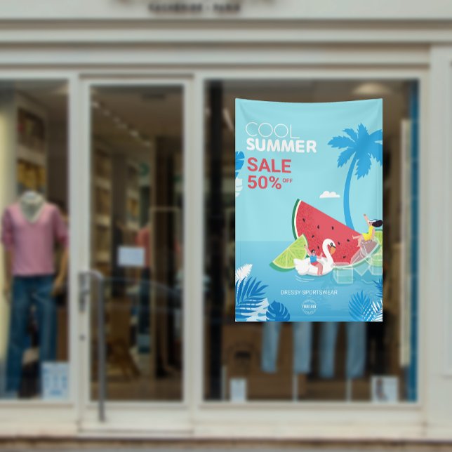 Lona personalizado PalmTree End of Season Sale anuncios (custom PalmTree WatermelonSummer Sale Business Ads Banner)
