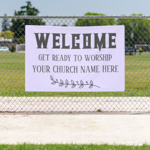 Lona Personalizado Pastel Purple Church bienvenida
