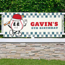 Lona Personalizado Retro Béisbol Fiesta de cumpleaños V