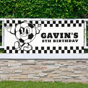 Lona Personalizado Retro Fútbol fiesta de cumpleaños Vi