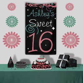 Lona Personalizado Sweet 16 Photo Backdrop