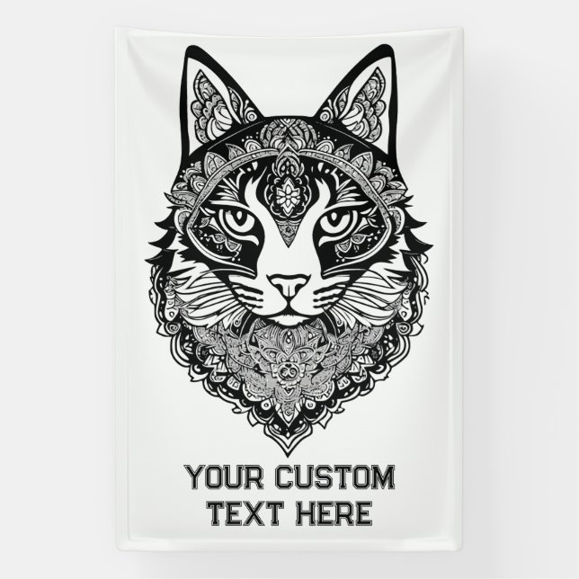Lona Personalizado Texto Gato ornamental (Vertical)