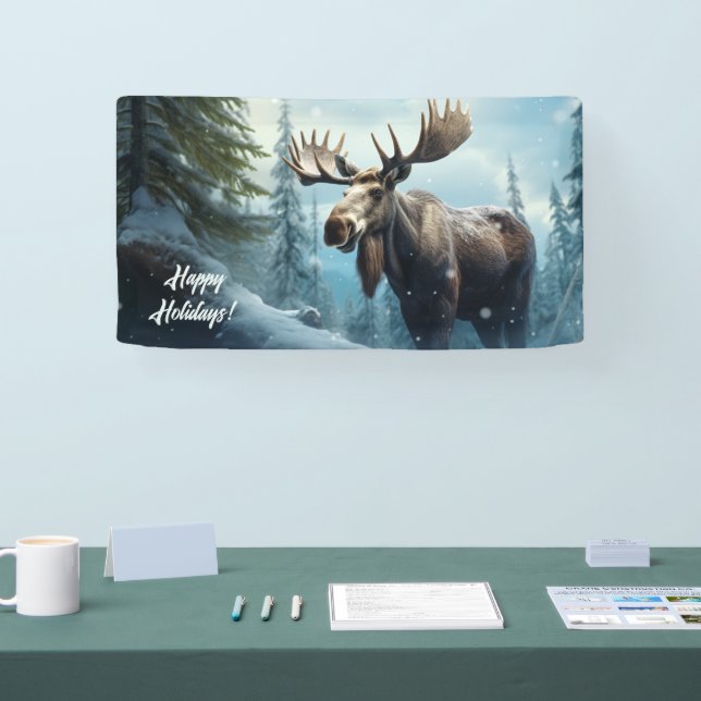 Lona Personalizado Texto Moose Invierno (Feria)