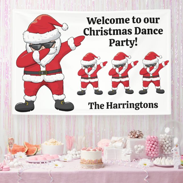 Lona Personalizado Textos Dabbing Dancing Santa (Fiesta)