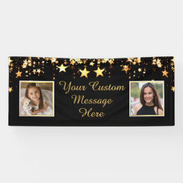 Lona Personalizado Título Ocasión Black Gold Stars Dos