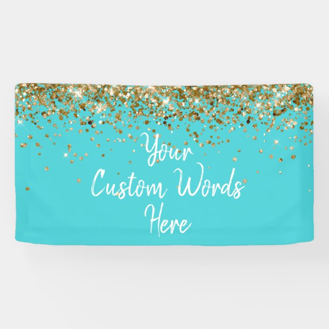 Lona Personalizado Turquoise Blue Birday Party Photo Bo (Horizontal)
