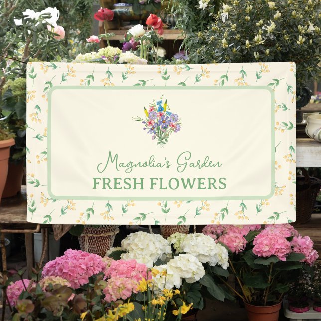 Lona Personalizado vendedor de flores en el mercado de  (Farmers Market Flowers Seller Custom Banner
)
