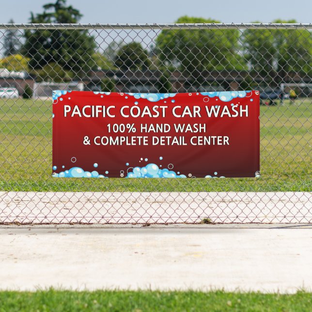Lona Personalizar Bubbly Red Car Wash Business (In situ)