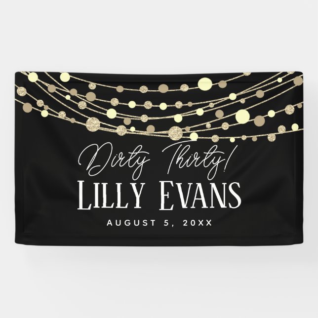 Lona Personalizar de banner de cumpleaños de hito, 30 s (Horizontal)