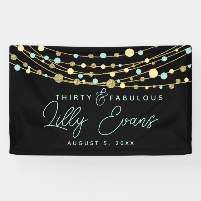 Lona Personalizar de banner de cumpleaños de hito, 50 (Horizontal)