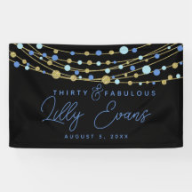 Personalizar de banner de cumpleaños de hito, azul