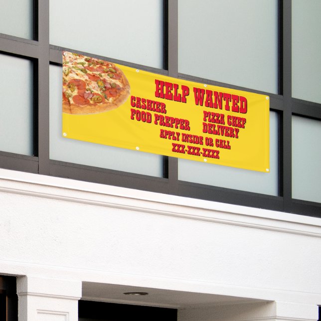 Lona Personalizar de Pizza Restaurant Ayuda a Trabajos  (Edificio exterior)