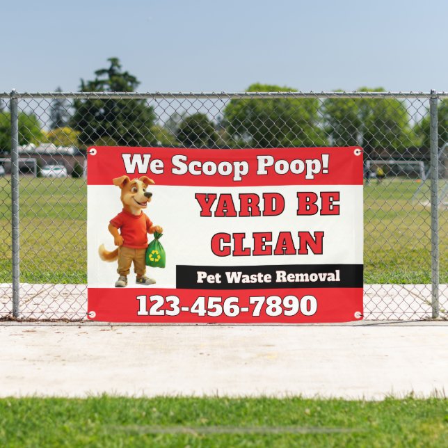 Lona Personalizar Dog Poop Scoop Promocion de negocios (in situ)