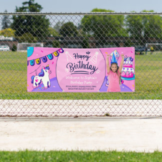 Lona Personalizar foto de niña hispana fiesta de cumple