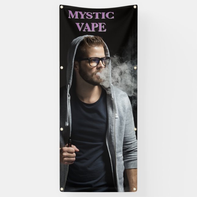 Lona Personalizar Hipster Man Vaping Vape Shop (Vertical)