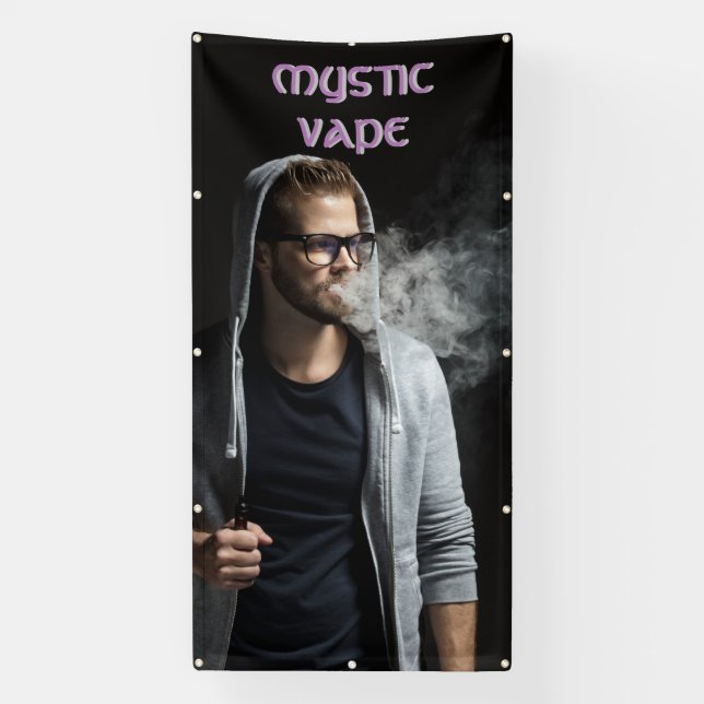 Lona Personalizar Hipster Man Vaping Vape Shop (Vertical)