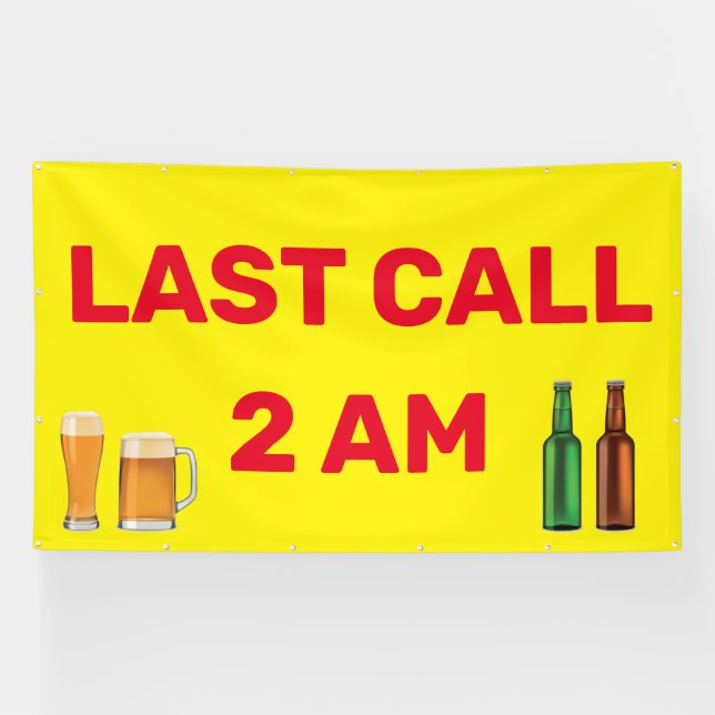 Lona Personalizar Negocio de Bar Pub Last Call 2AM (Horizontal)