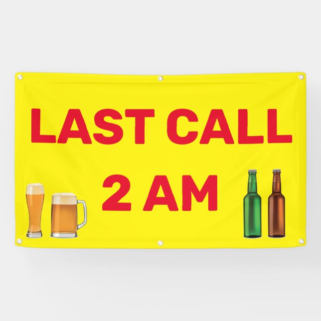 Lona Personalizar Negocio de Bar Pub Last Call 2AM (Horizontal)