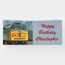 Lona Personalizar nombre 60.º cumpleaños motor de tren