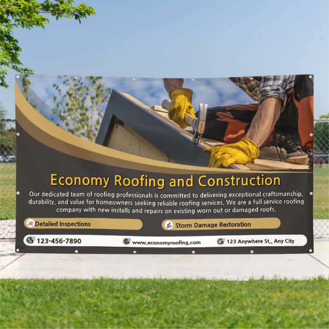 Lona Personalizar Roofing Service Business Detallado 2 (Afuera)